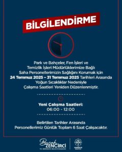 Germencik’te aşırı sıcaklara karşı mesai düzenlemesi