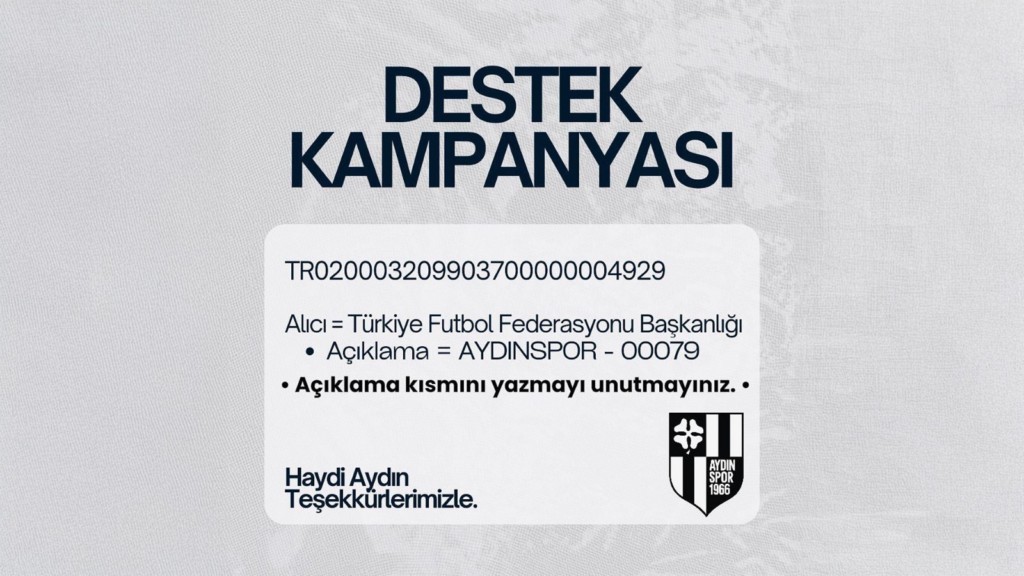 AYDINSPOR’DAN ŞEHRE DESTEK ÇAĞRISI