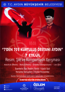 BAŞKAN ÇERÇİOĞLU’NDAN 7 EYLÜL TEMALI ÖDÜLLÜ RESİM, ŞİİR VE KOMPOZİSYON YARIŞMASI